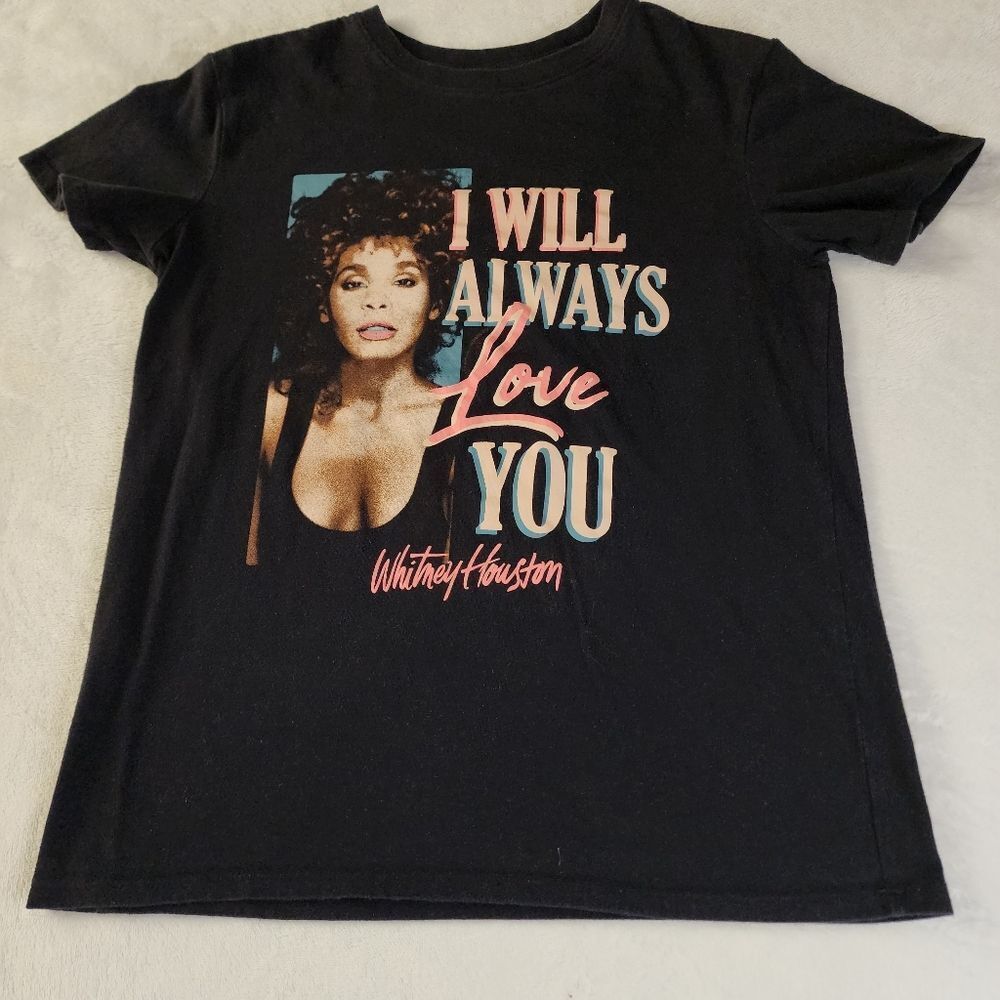 Whitney Houston i Will Always Love You Black Tshirt With Graphics Size Small